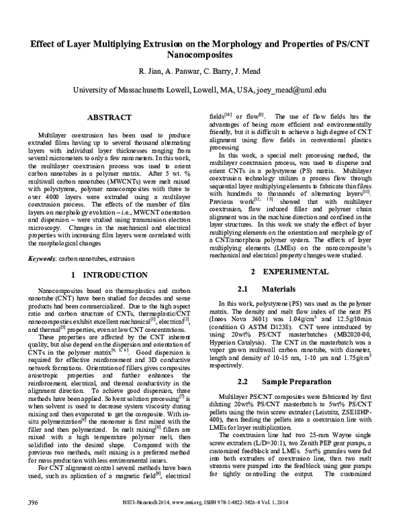 (PDF) Effect of Layer Multiplying Extrusion on the Morphology and ...