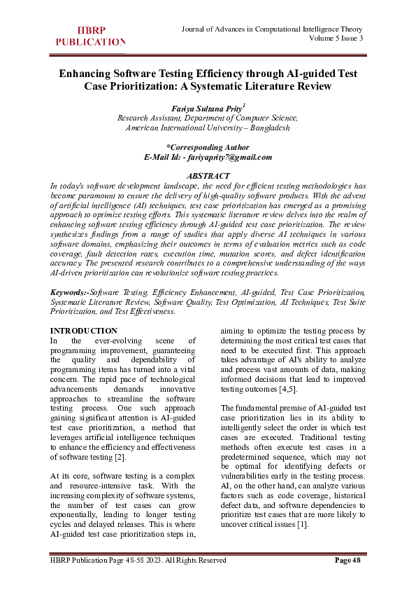 (PDF) Enhancing Software Testing Efficiency through AI-guided Test Case ...
