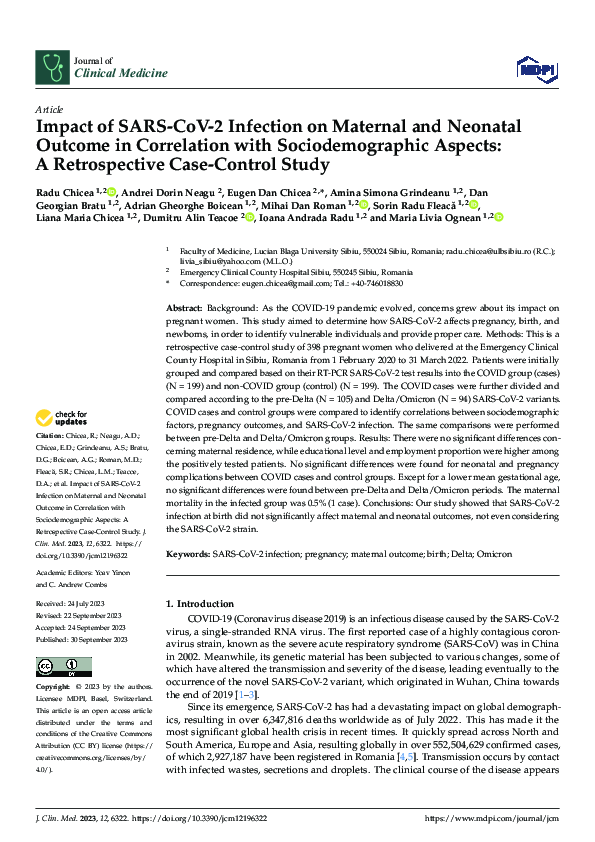 (PDF) Impact of SARS-CoV-2 Infection on Maternal and Neonatal Outcome ...