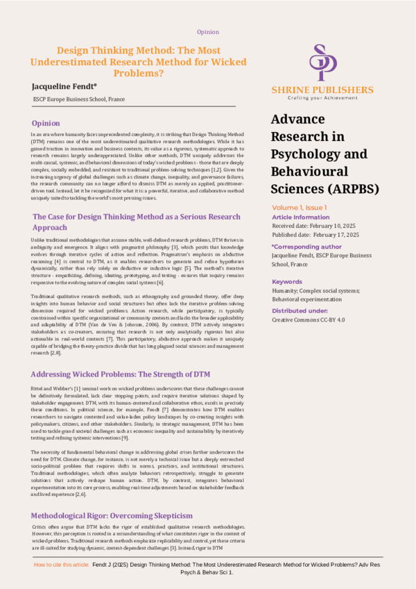 (PDF) Design Thinking Method: The Most Underestimated Research Method ...