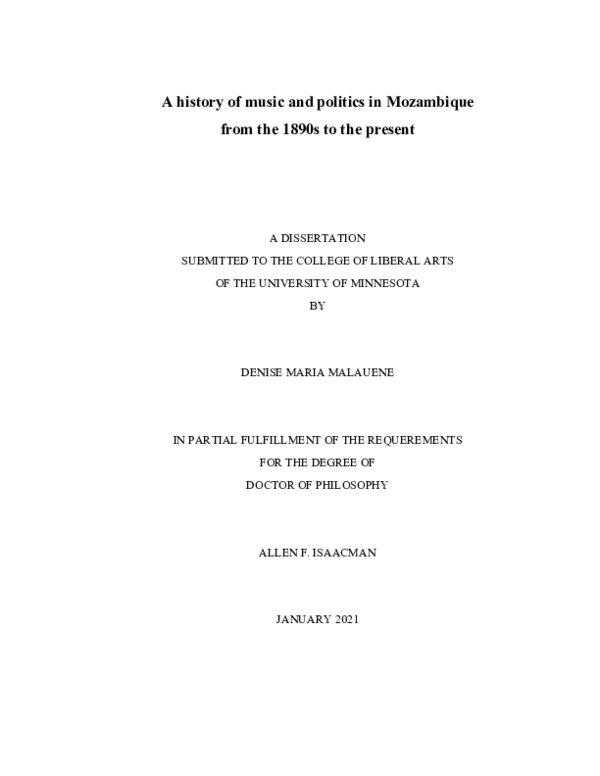 (PDF) A history of music and politics in Mozambique from the 1890s to ...