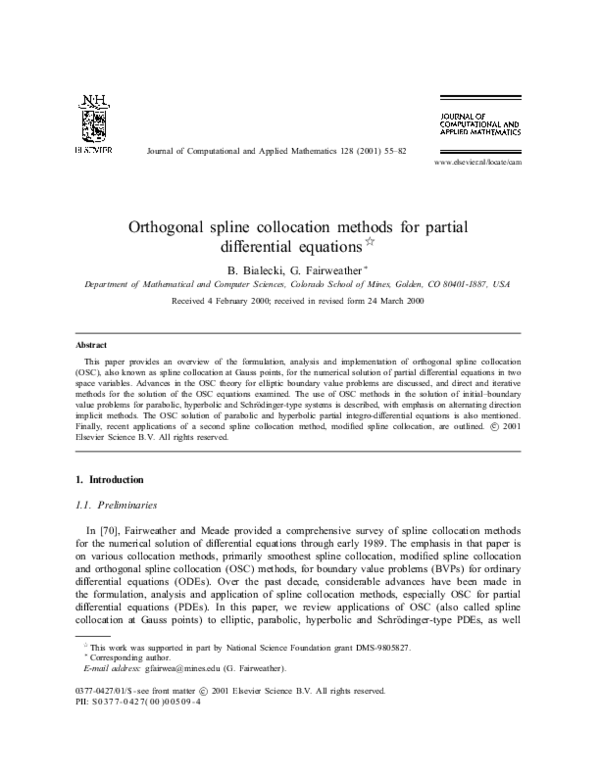 (PDF) Orthogonal spline collocation methods for partial differential ...