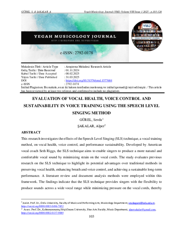 (PDF) EVALUATION OF VOCAL HEALTH, VOICE CONTROL AND SUSTAINABILITY IN ...