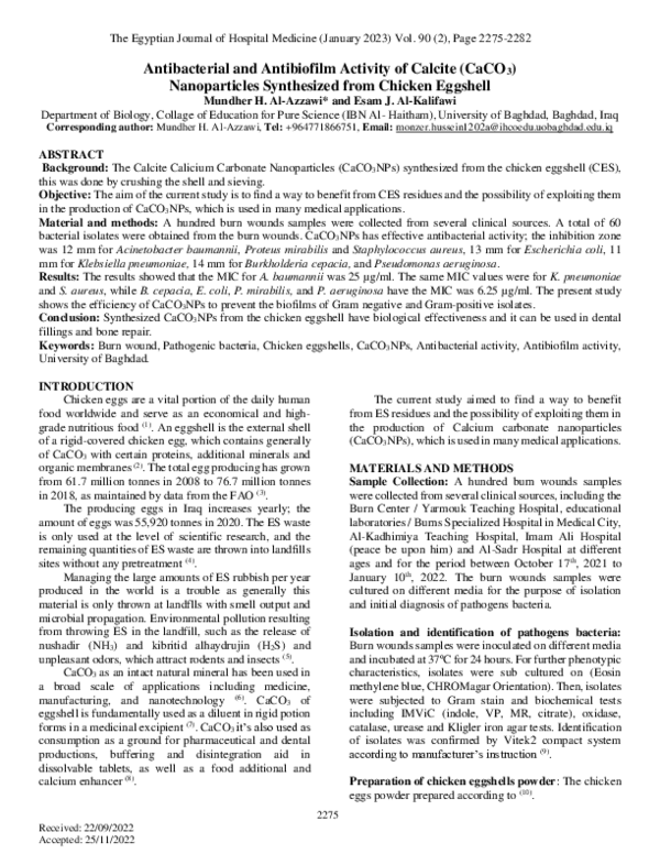(PDF) Antibacterial and Antibiofilm Activity of Calcite (CaCO3 ...