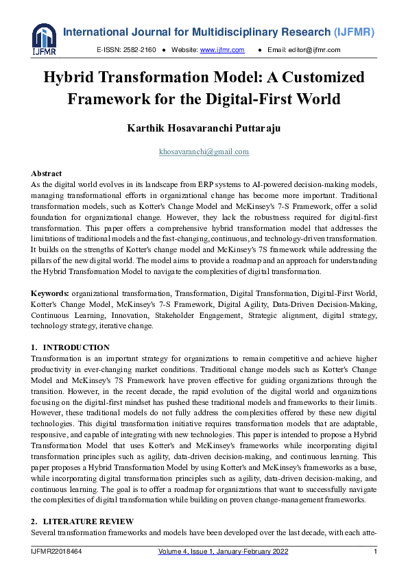 (PDF) Hybrid Transformation Model: A Customized Framework for the ...