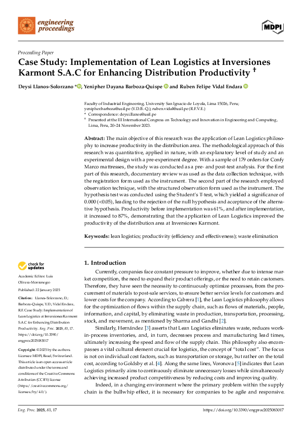 (PDF) Case Study: Implementation of Lean Logistics at Inversiones ...
