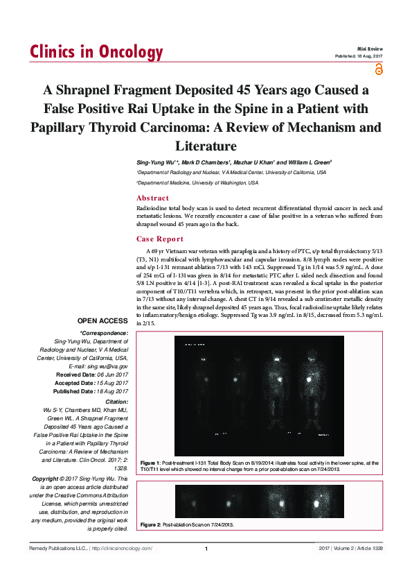 (PDF) A Shrapnel Fragment Deposited 45 Years ago Caused a False ...