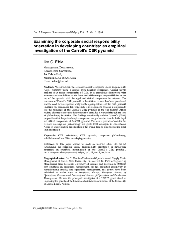 (PDF) Examining the corporate social responsibility orientation in ...