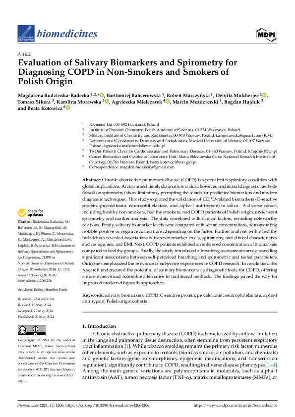 (PDF) Evaluation of Salivary Biomarkers and Spirometry for Diagnosing ...