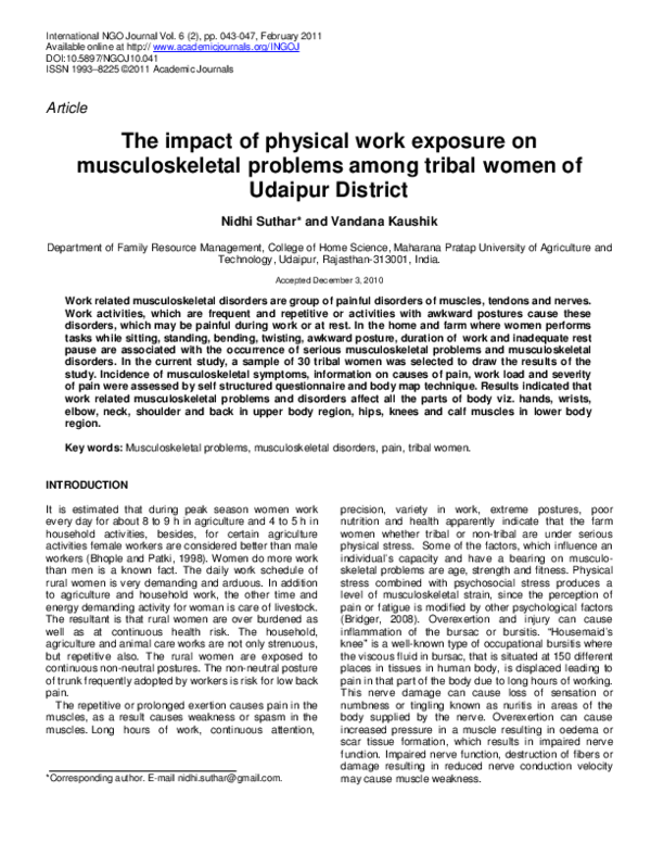 (PDF) The impact of physical work exposure on musculoskeletal problems ...