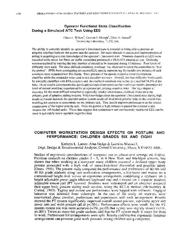 (PDF) Computer Workstation Design Effects on Posture and Performance ...