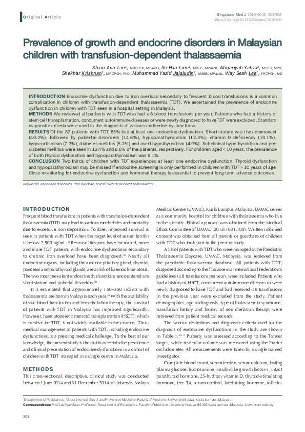 (PDF) Prevalence of growth and endocrine disorders in Malaysian ...