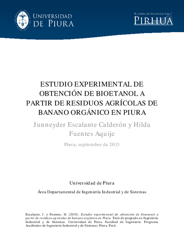 (PDF) Estudio experimental de obtención de bioetanol a partir de ...