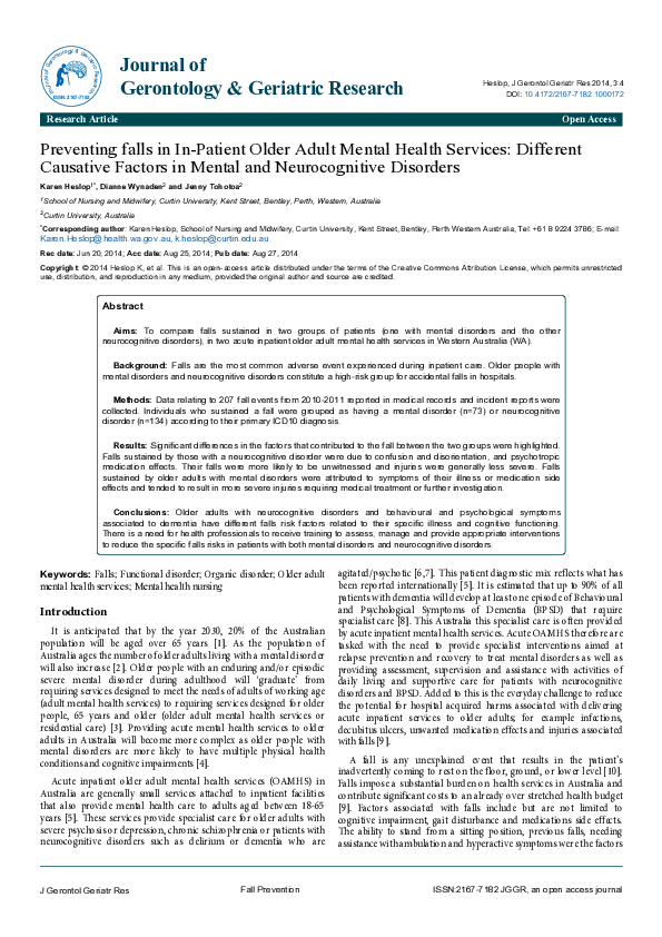 (PDF) Preventing falls in In-Patient Older Adult Mental Health Services ...
