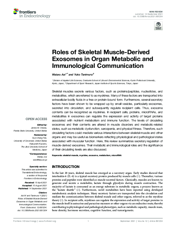 (PDF) Roles of Skeletal Muscle-Derived Exosomes in Organ Metabolic and ...