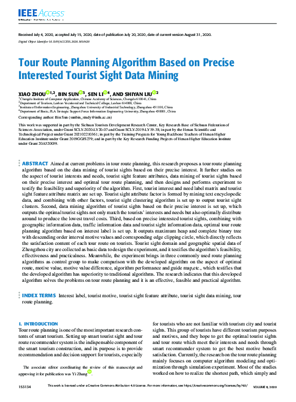 (PDF) Tour Route Planning Algorithm Based on Precise Interested Tourist ...