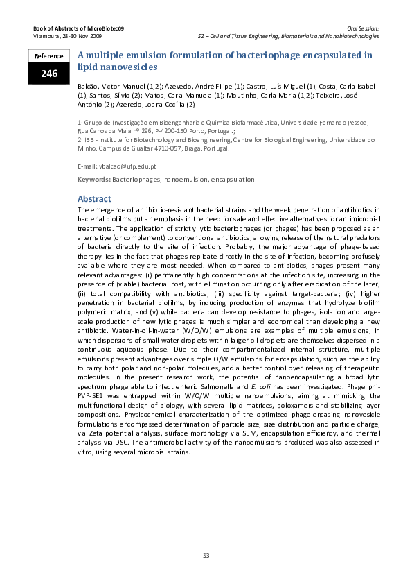 (PDF) A multiple emulsion formulation of bacteriophage encapsulated in ...