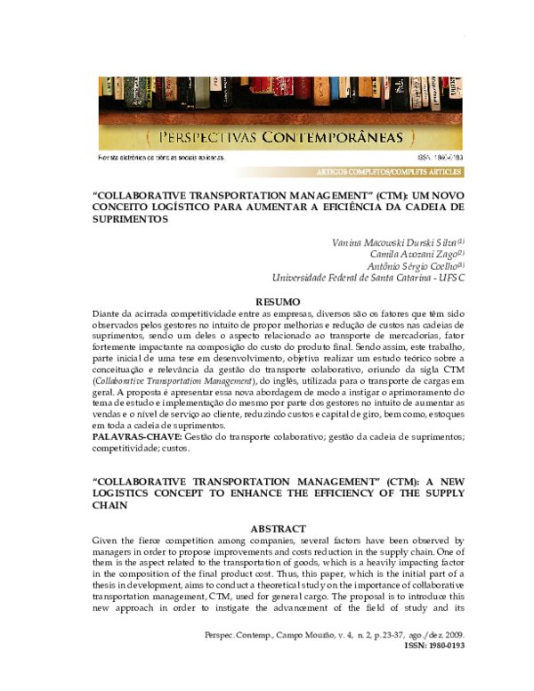 (PDF) collaborative Transportation Management (CTM): Um Novo Conceito ...