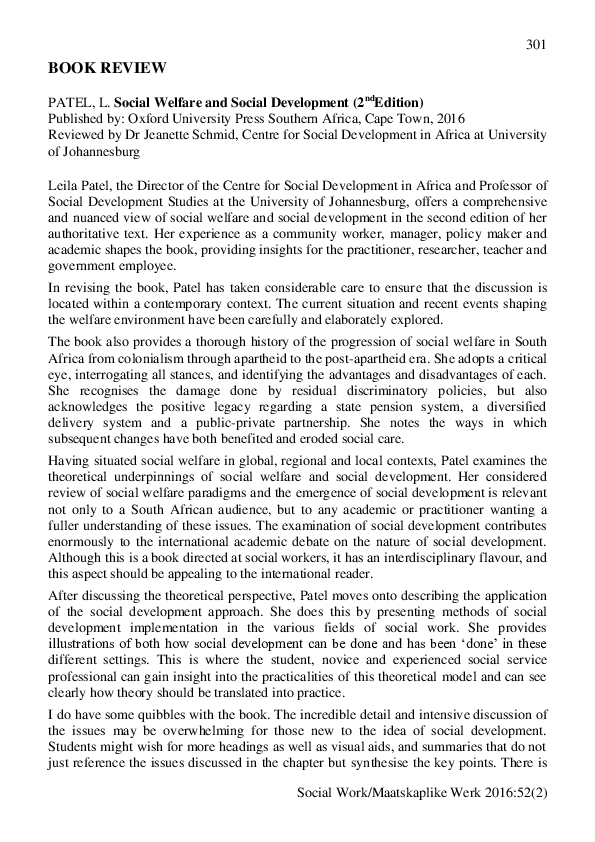 (PDF) Social Welfare and Social Development (2ndEdition)