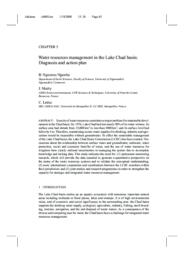 (PDF) Water resources management in the Lake Chad basin : diagnosis and ...
