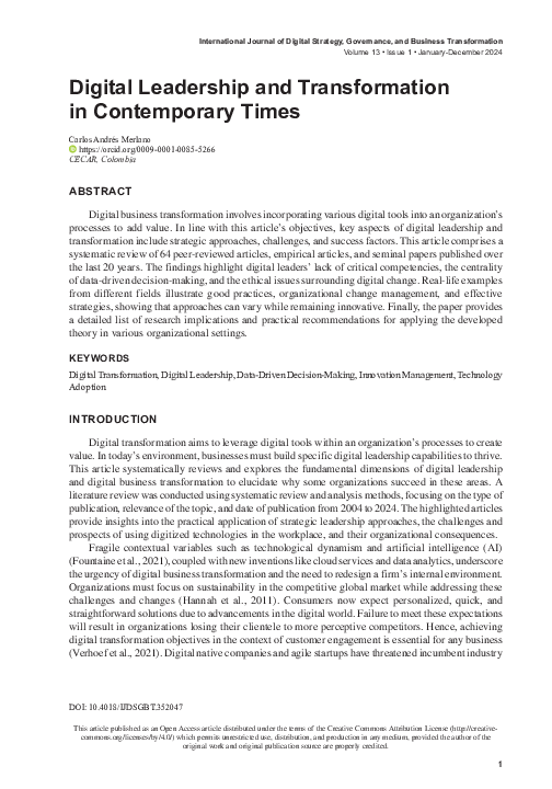 (PDF) Digital Leadership and Transformation in Contemporary Times