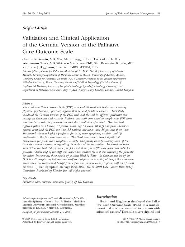 (PDF) Validation and Clinical Application of the German Version of the ...