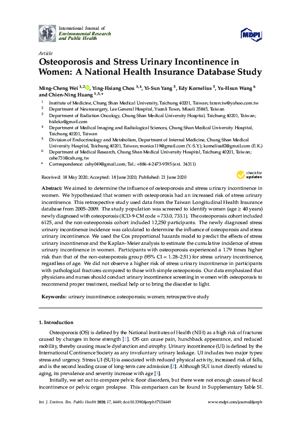 (PDF) Osteoporosis and Stress Urinary Incontinence in Women: A National ...
