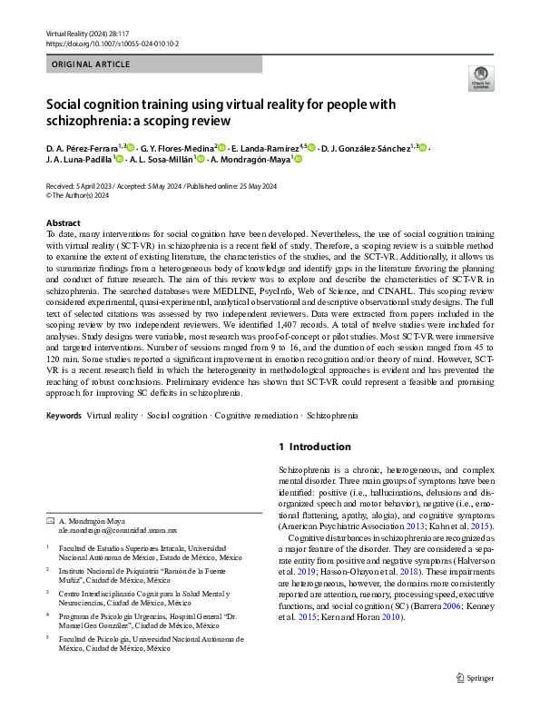 (PDF) Social cognition training using virtual reality for people with ...