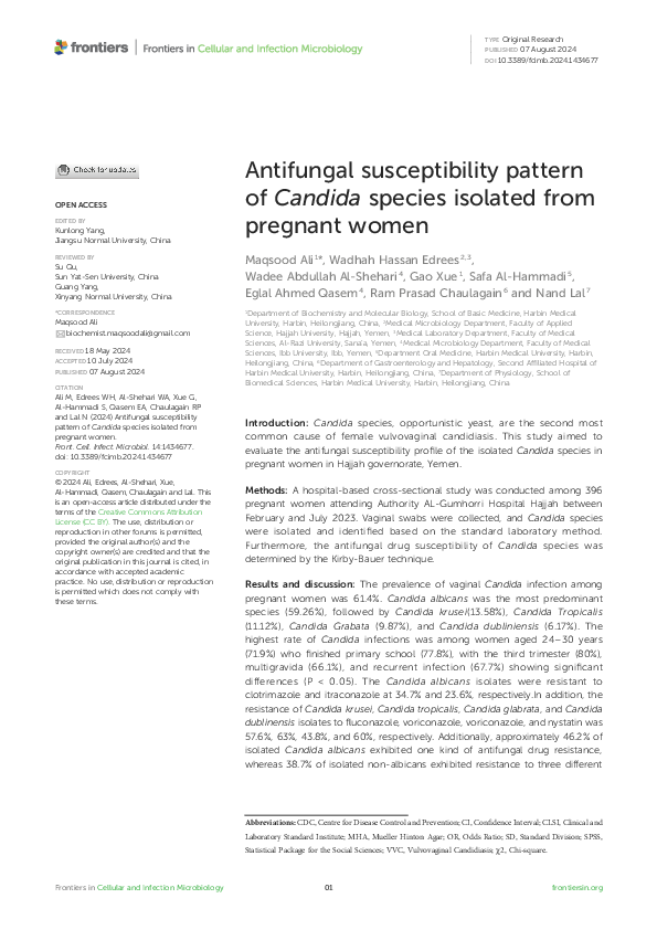 (PDF) Antifungal susceptibility pattern of Candida species isolated ...
