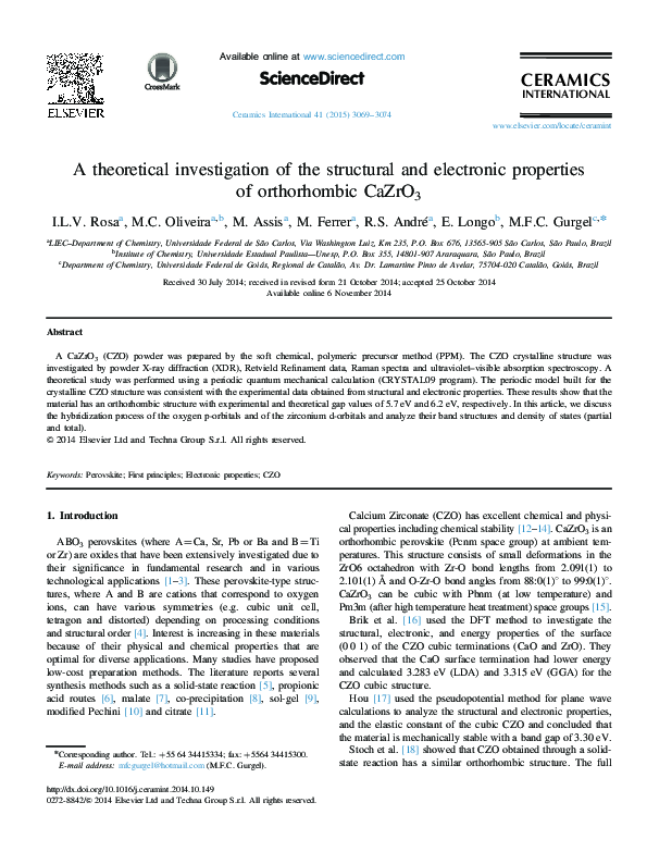 (PDF) A theoretical investigation of the structural and electronic ...