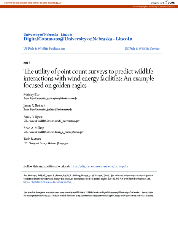 (PDF) The utility of point count surveys to predict wildlife ...