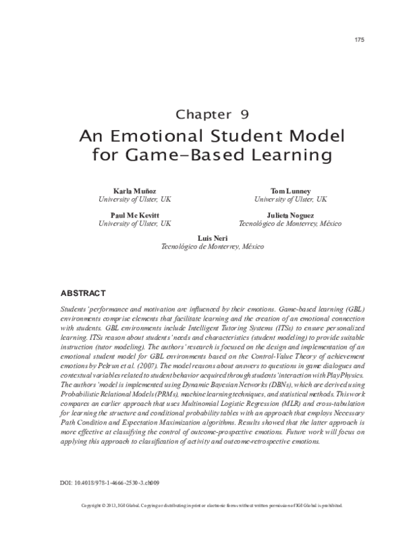 (PDF) An Emotional Student Model for Game-Based Learning