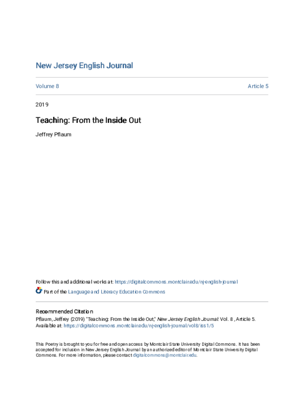 (PDF) Teaching From the Inside Out