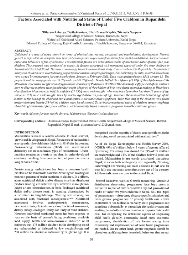 (PDF) Factors Associated with Nutritional Status of Under Five Children ...