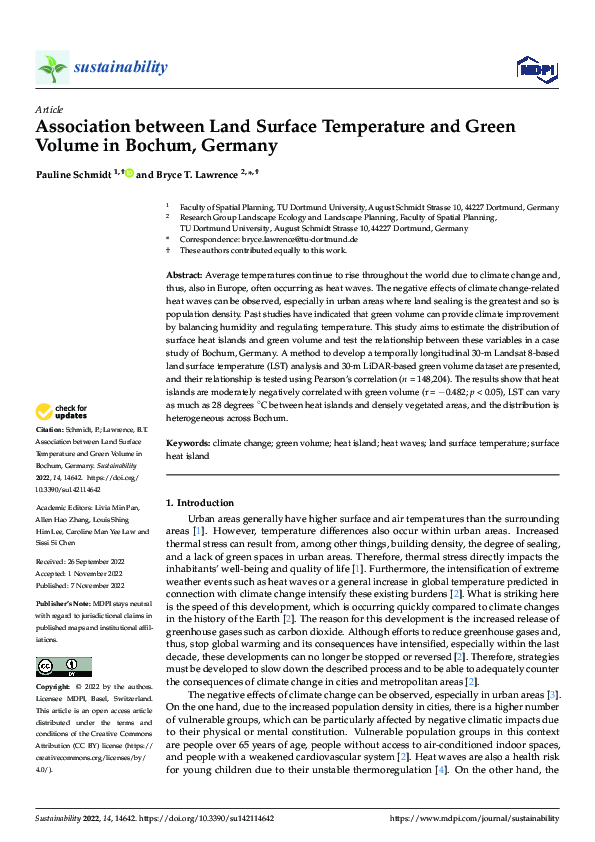 (PDF) Association between Land Surface Temperature and Green Volume in ...