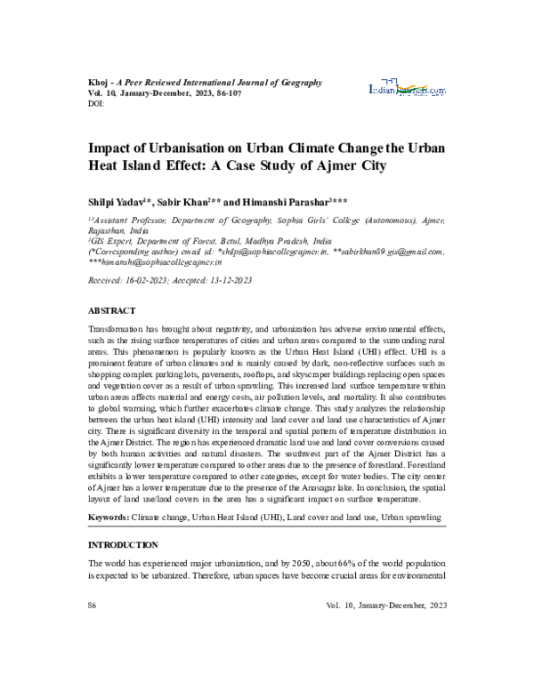 (PDF) Impact of urbanisation on urban climate change the urban heat ...