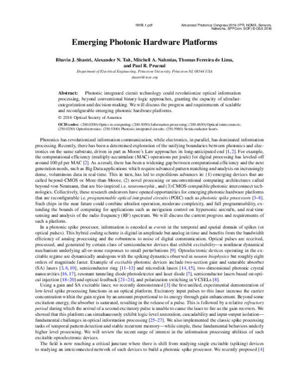 (PDF) Emerging Photonic Hardware Platforms
