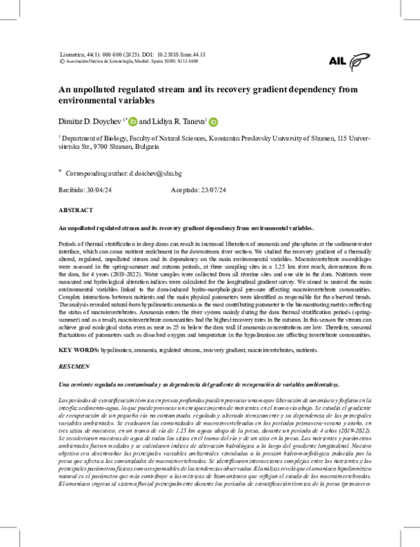 (PDF) An unpolluted regulated stream and its recovery gradient ...