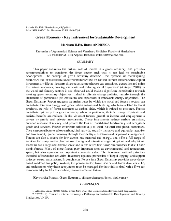 (PDF) Green Economy - Key Instrument for Sustainable Development