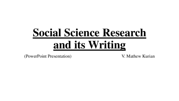(PDF) Social Science Research and its Writing