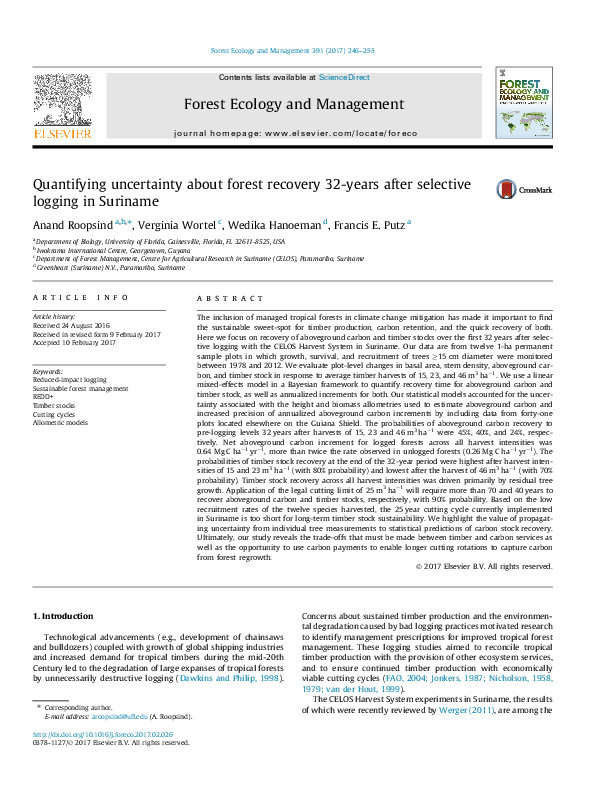 (PDF) Quantifying uncertainty about forest recovery 32-years after ...