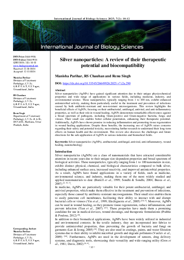 (PDF) Silver nanoparticles: A review of their therapeutic potential and ...