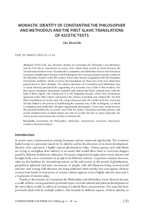 (PDF) Monastic Identity of Constantine the Philosopher and Methodius ...