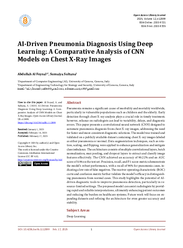 (PDF) AI-Driven Pneumonia Diagnosis Using Deep Learning: A Comparative ...