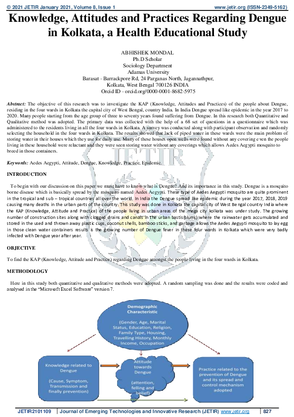 (PDF) Knowledge, Attitudes and Practices Regarding Dengue in Kolkata, a ...