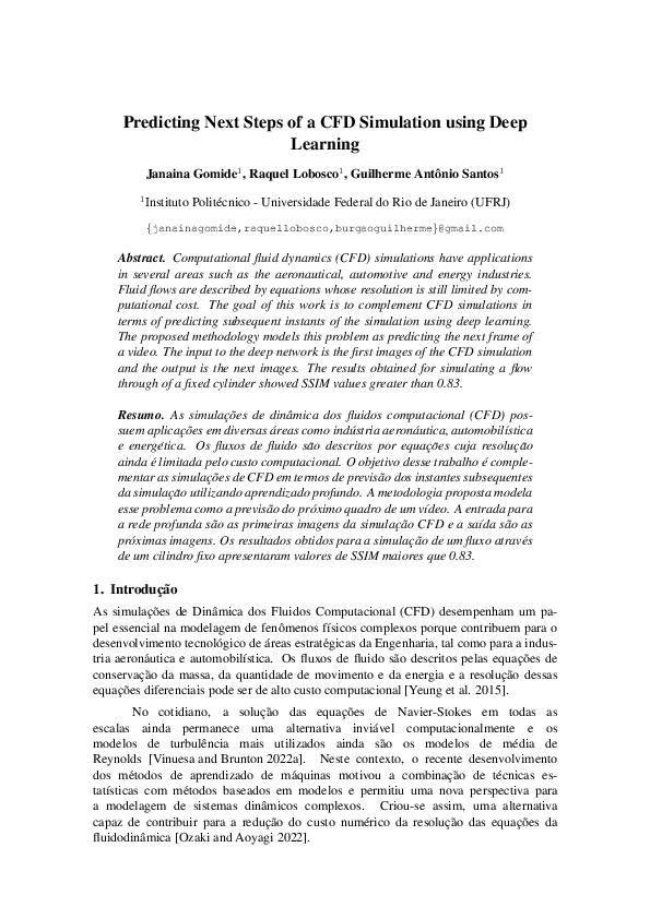 (PDF) Predicting Next Steps of a CFD Simulation using Deep Learning