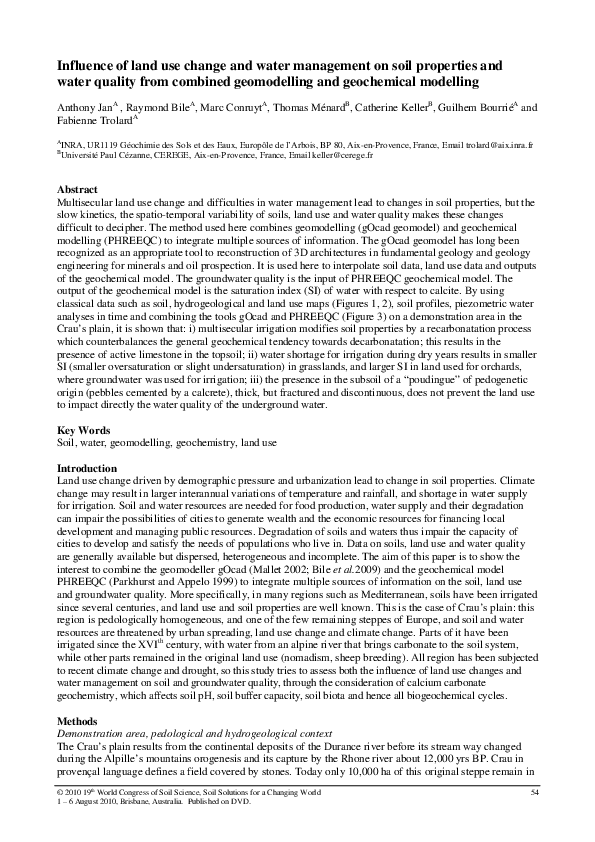 (PDF) Influence of land use change and water management on soil ...