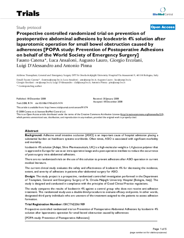 (PDF) Prospective controlled randomized trial on prevention of ...