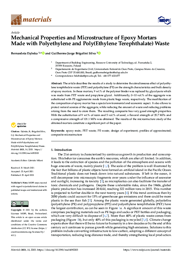 (PDF) Mechanical Properties and Microstructure of Epoxy Mortars Made ...