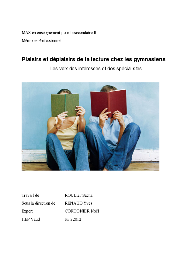 (PDF) Plaisirs et déplaisirs de la lecture chez les gymnasiens